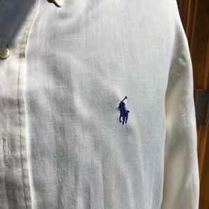 Polo LS button-down linen/silk shirt in bone